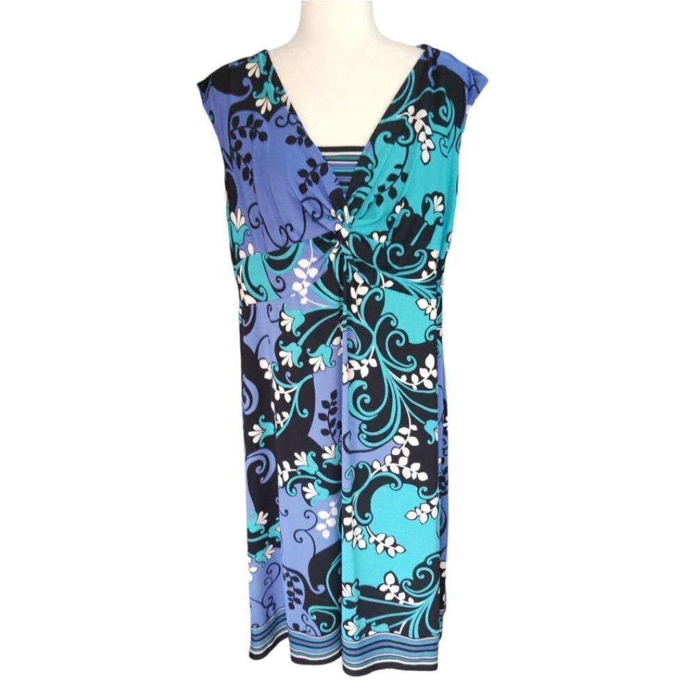 London Times Dress Sleeveless Bold Floral Print Midi